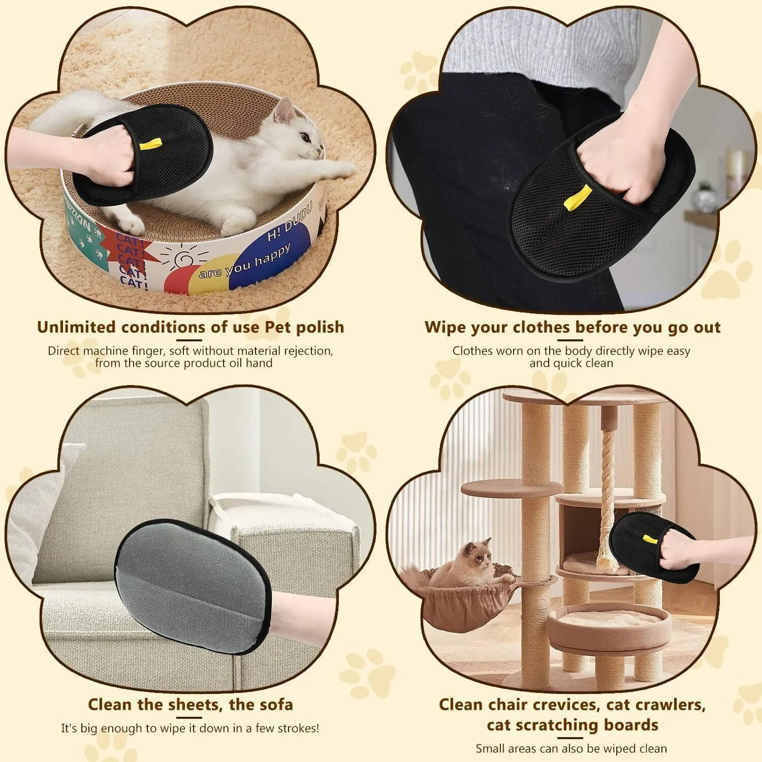 2-Pack Pet Grooming Glove Set for Effortless Hair Removal