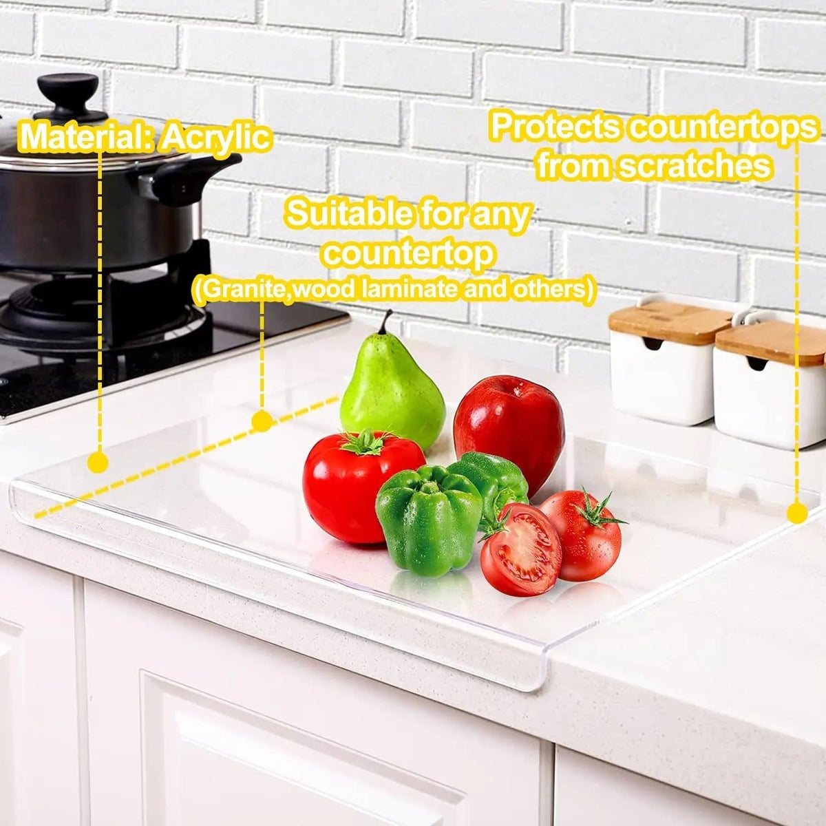 Sleek Acrylic Chopping Board with Protective Edge