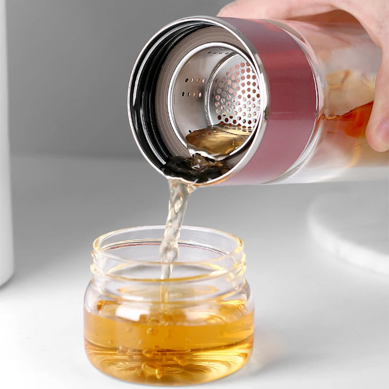 430ml Elegant Double-Wall Tea Infuser with Strainer