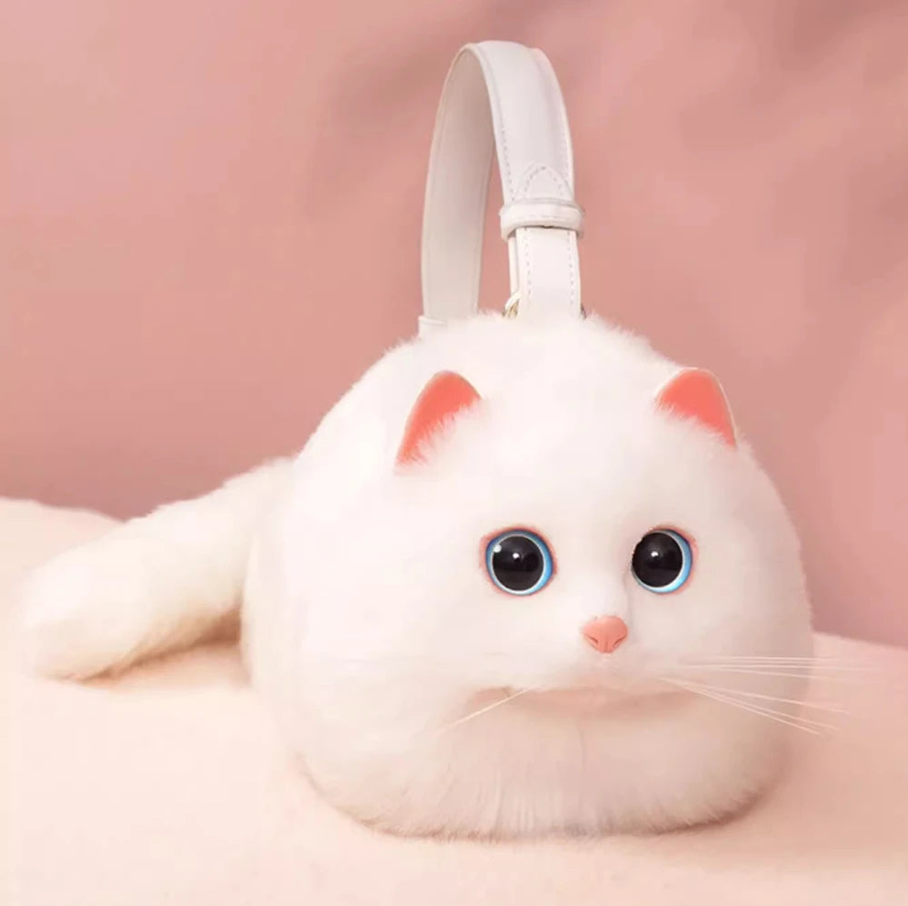 Charming Feline-Inspired Plush Shoulder Bag