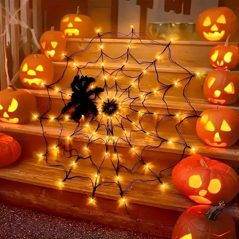 Creepy Glow Halloween Web Light Display