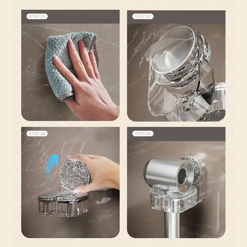 Suction Cup Mounted Hair Dryer Organizer for Easy Access