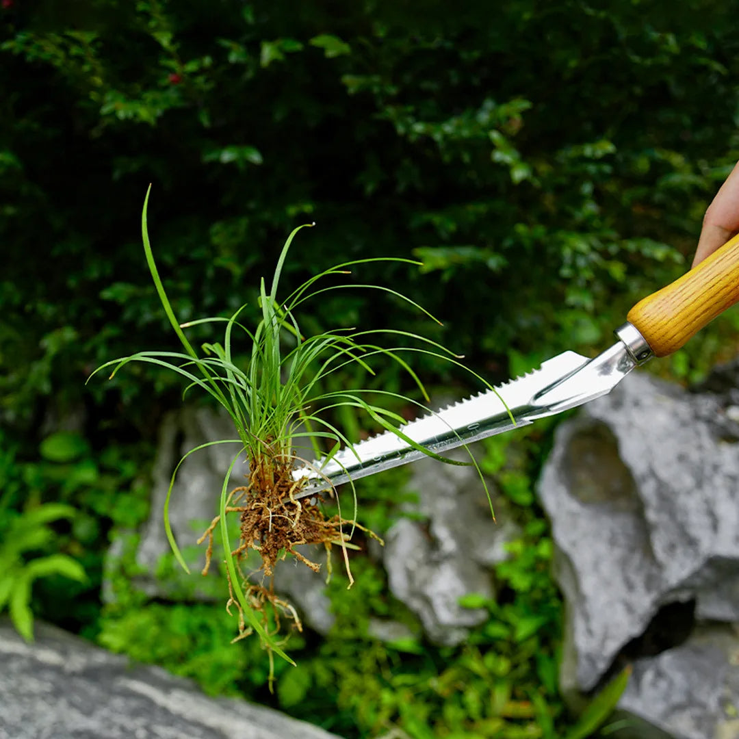 All-in-One Stainless Steel Gardening Tool with Wood Grip