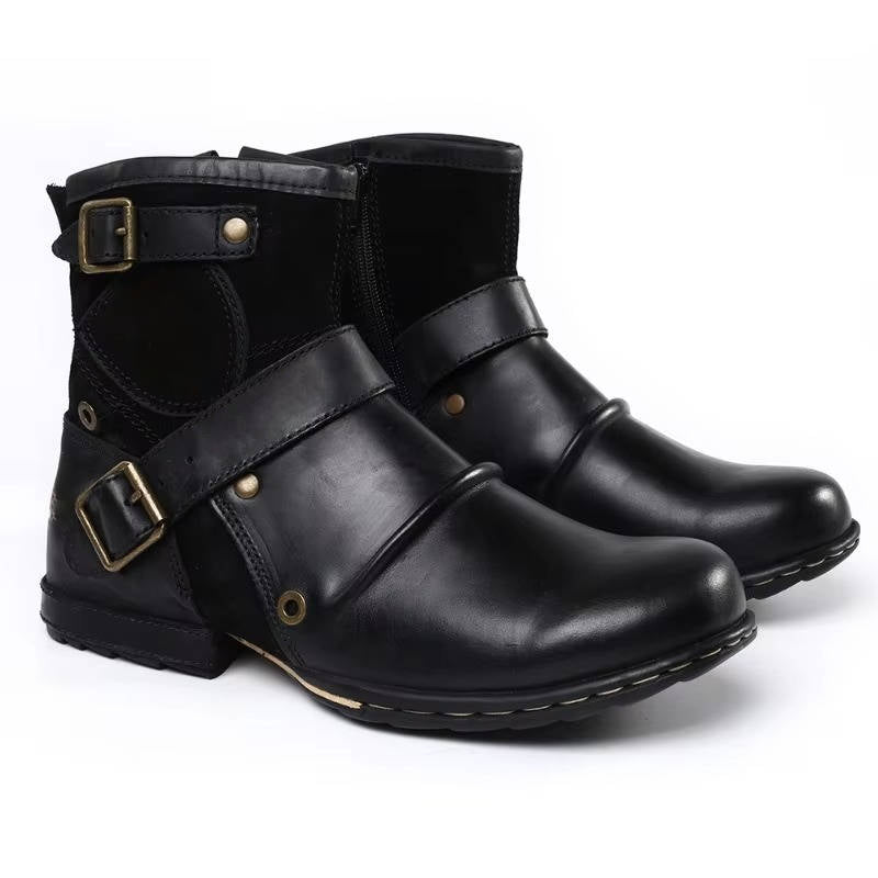 Stylish Casual Ankle Boots for Men with Buckle Detail