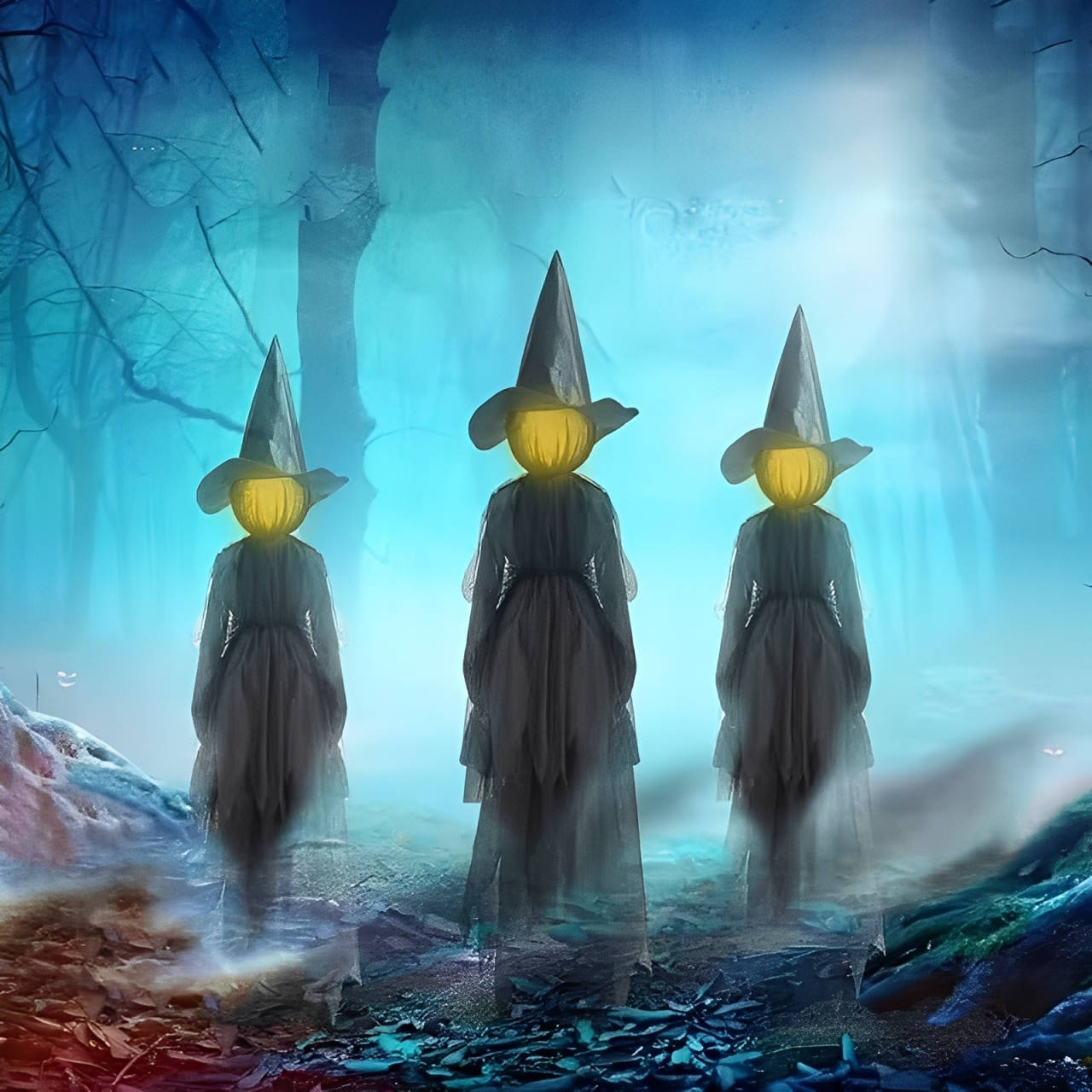 Set of 3 Spooky Interactive Witch Decorations for Halloween