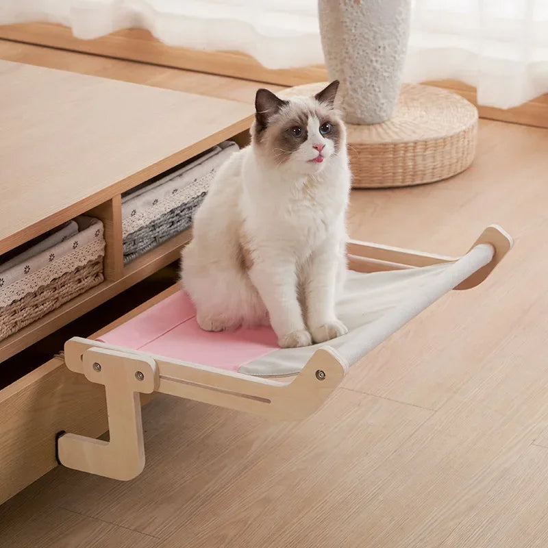 Chic Cat Lounger with Wooden Frame for Ultimate Comfort