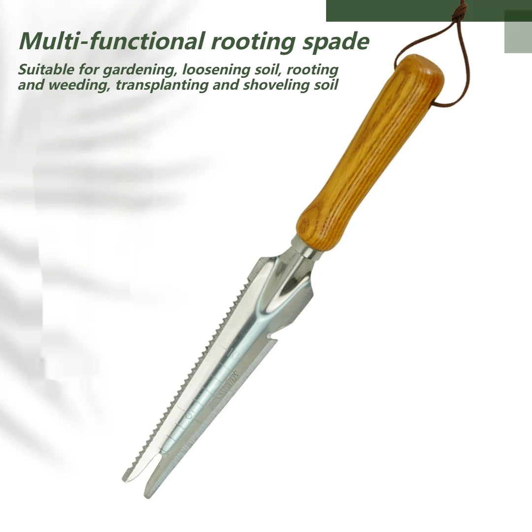 All-in-One Stainless Steel Gardening Tool with Wood Grip