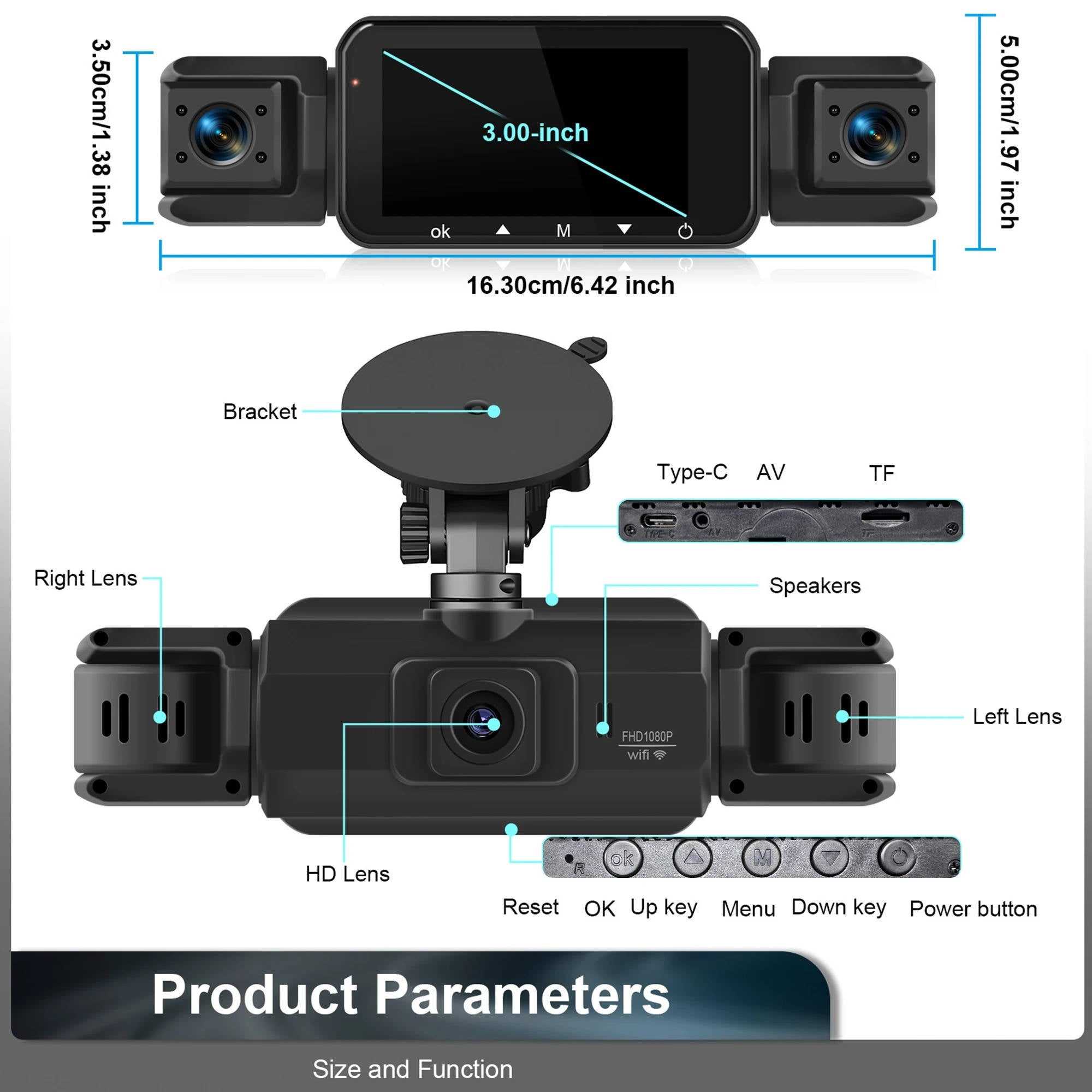 Comprehensive Wireless Dash Camera with Night Vision