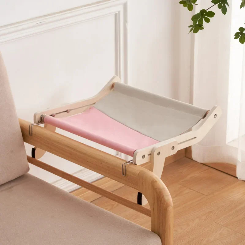 Chic Cat Lounger with Wooden Frame for Ultimate Comfort