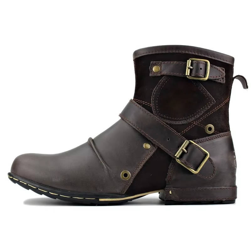 Stylish Casual Ankle Boots for Men with Buckle Detail