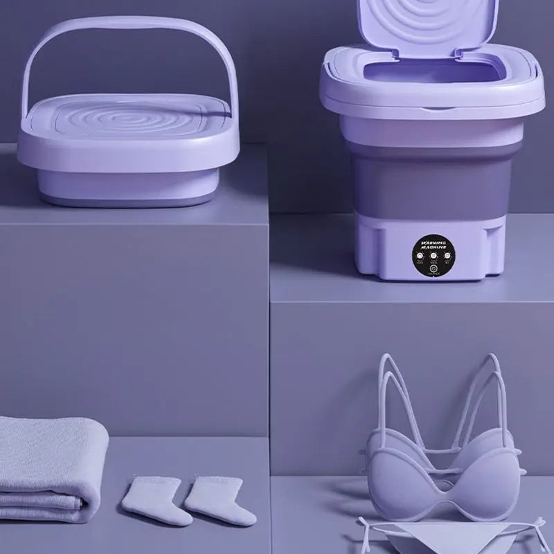 Compact Folding Laundry Solution with Integrated Spin Dryer