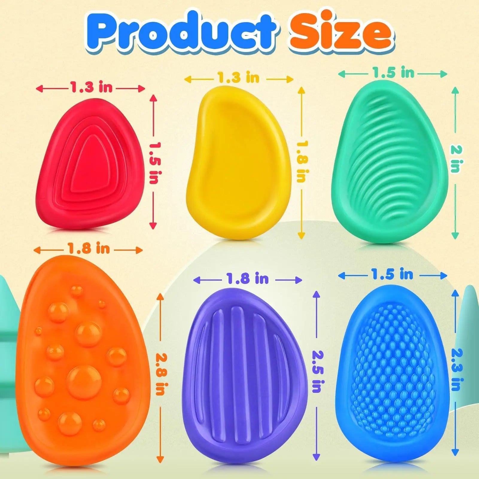 Set of 6 Calming Silicone Fidget Stones for Stress Relief