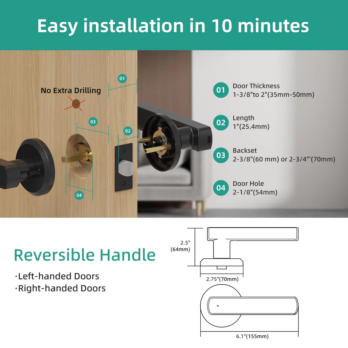 Smart Keyless Door Lock with User-Friendly Handle
