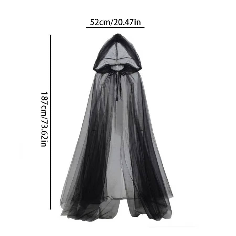 Enchanting Black Hooded Cape for Halloween Transformations