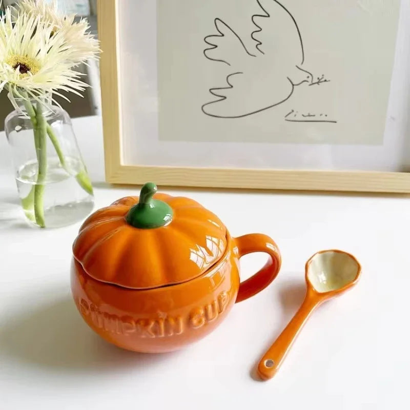 Charming Pumpkin-Shaped Ceramic Storage Bowl with Lid