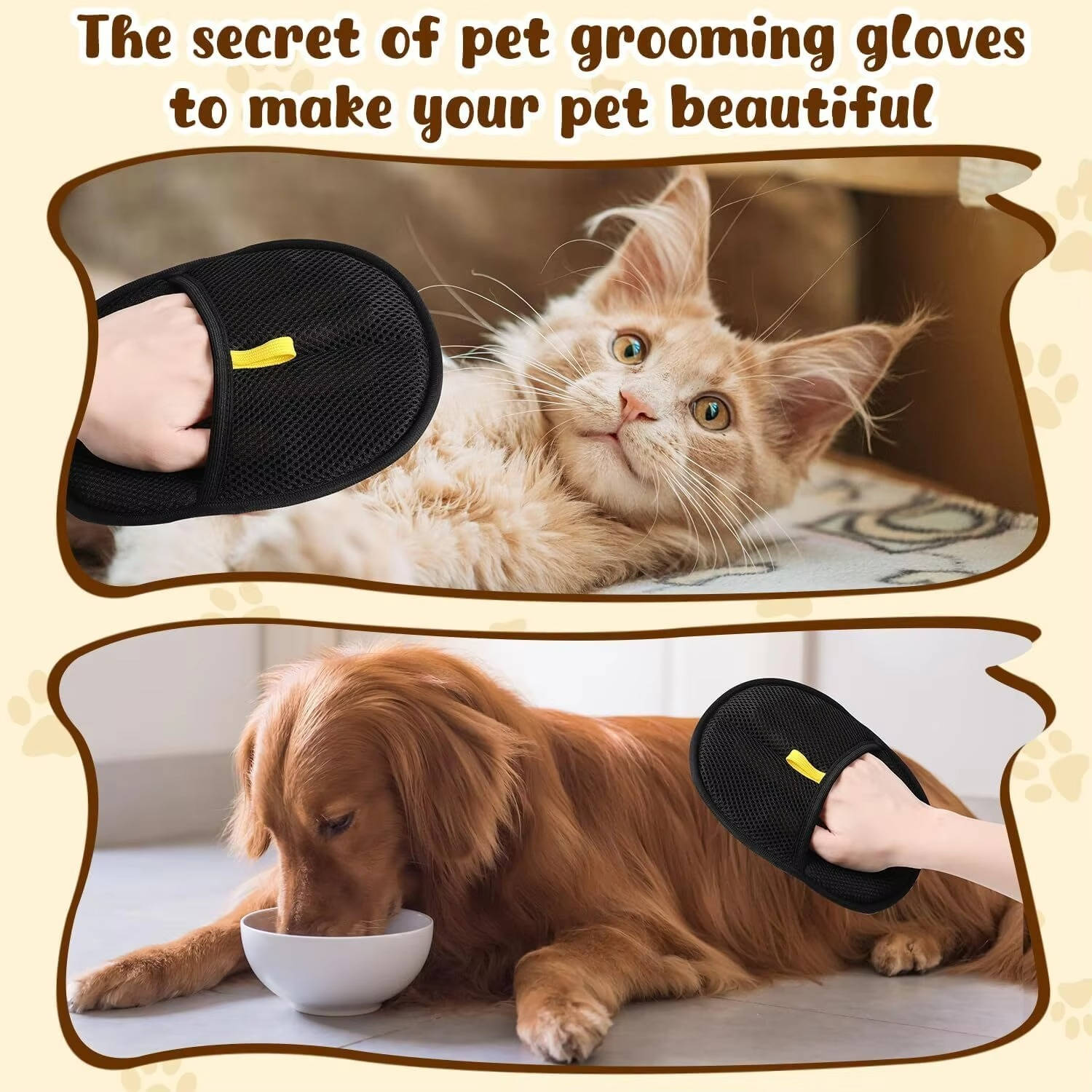 2-Pack Pet Grooming Glove Set for Effortless Hair Removal