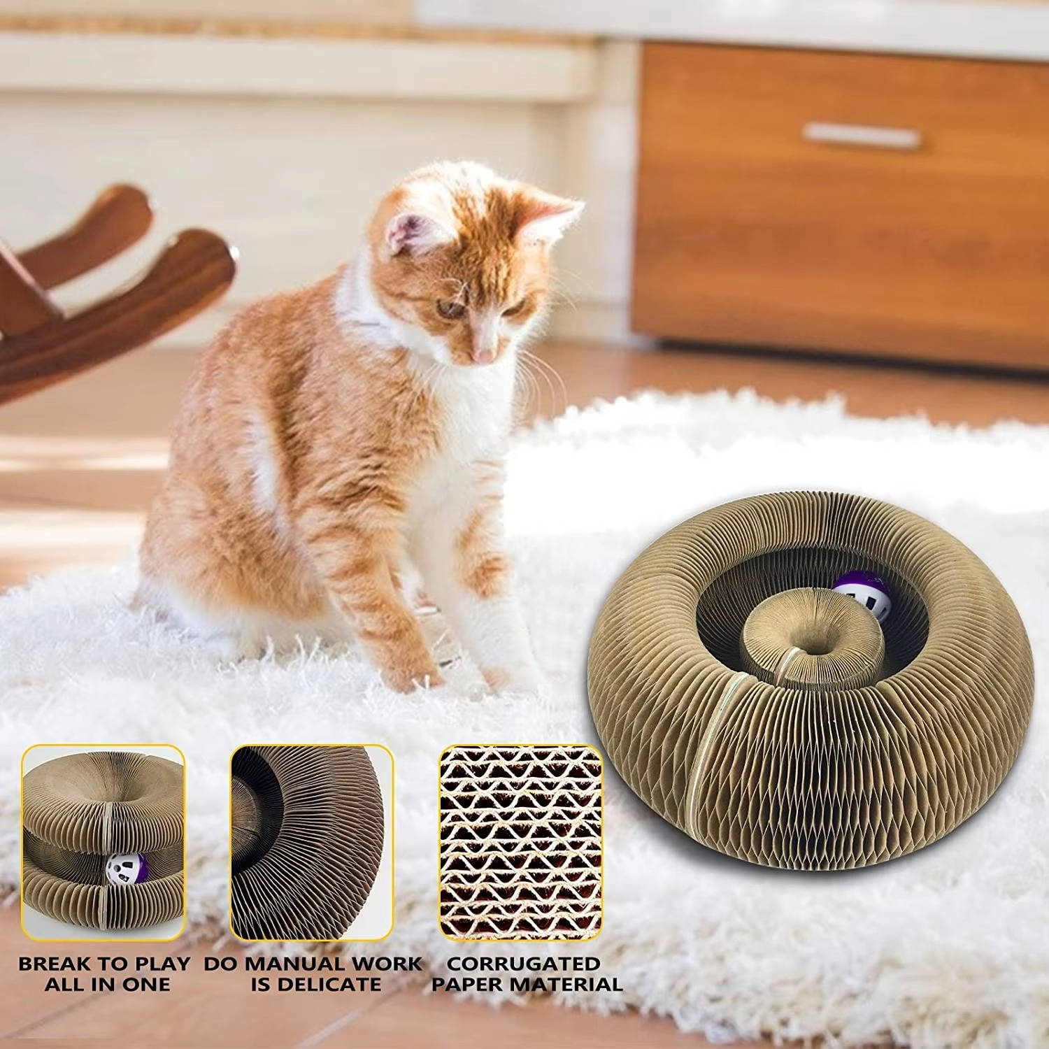 Interactive Cat Scratching Station with Rolling Ball