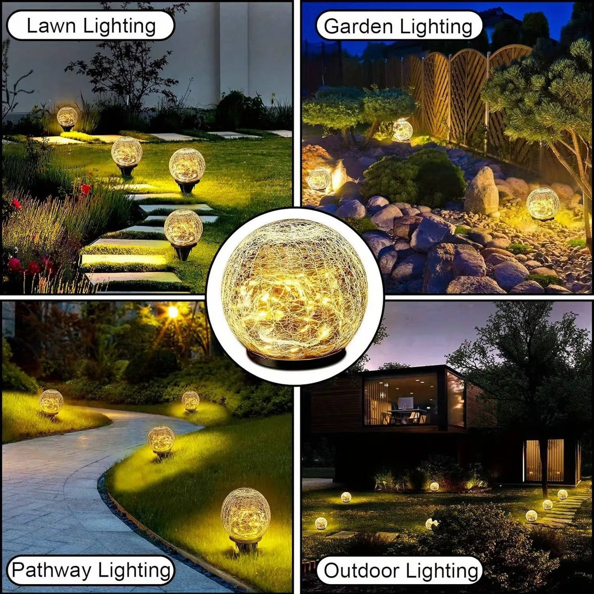 Radiant Solar Pathway Lights – Stunning Glass Globe Design with 20 LEDs