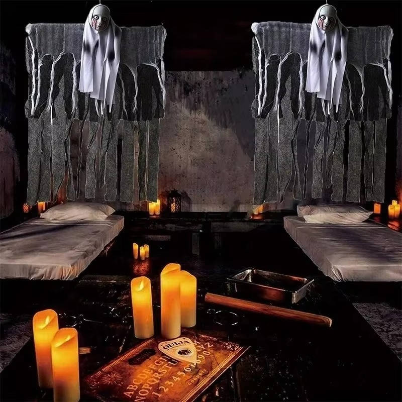 Chilling Hanging Specter Decorations with Skull Faces