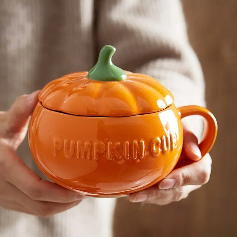 Charming Pumpkin-Shaped Ceramic Storage Bowl with Lid