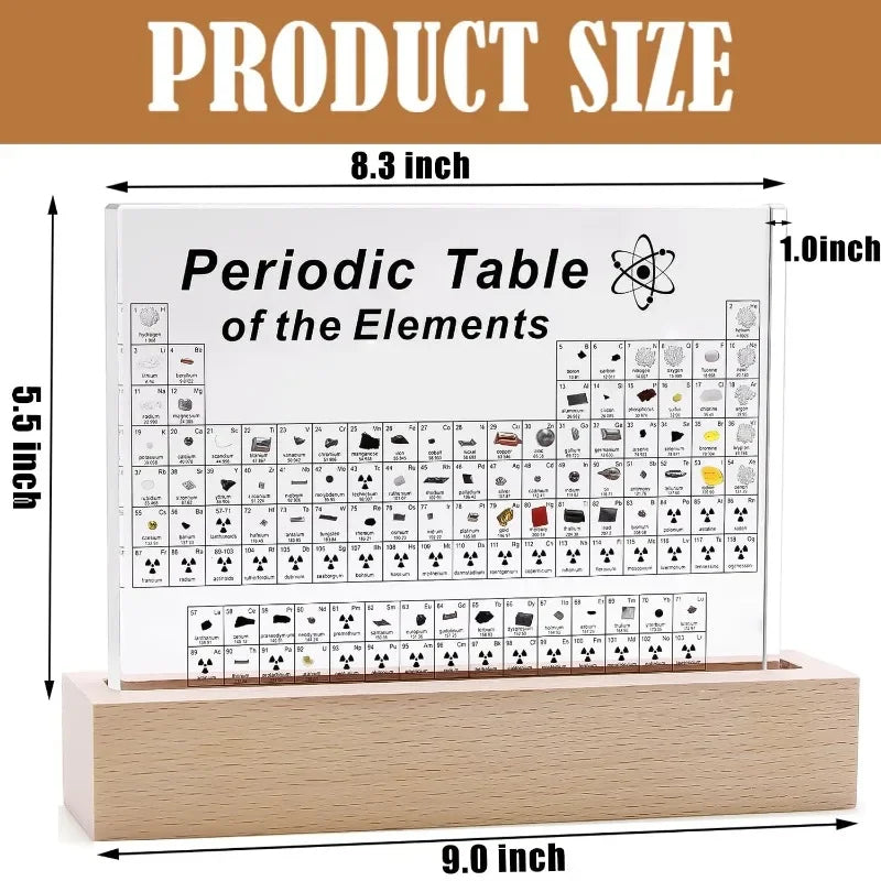 Illuminated Acrylic Element Display on Premium Wooden Base