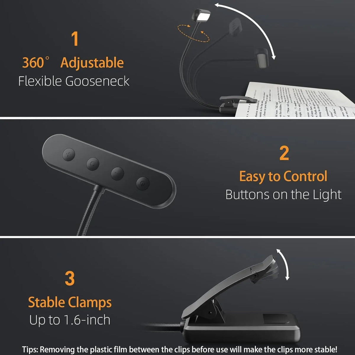 Versatile LED Reading Light with Adjustable Brightness