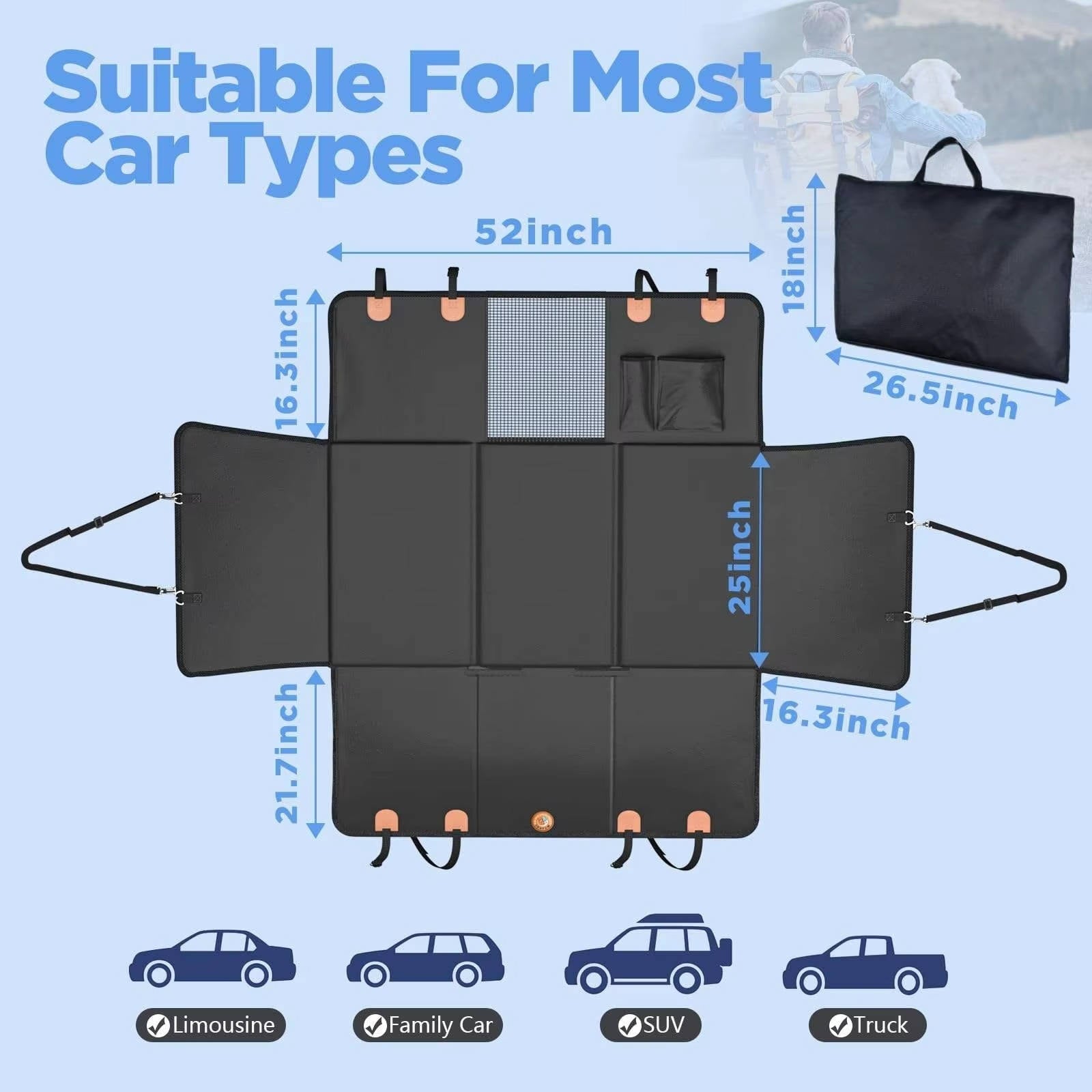 PetComfort Ultimate Back Seat Extender – Sturdy Waterproof Cover for Dogs