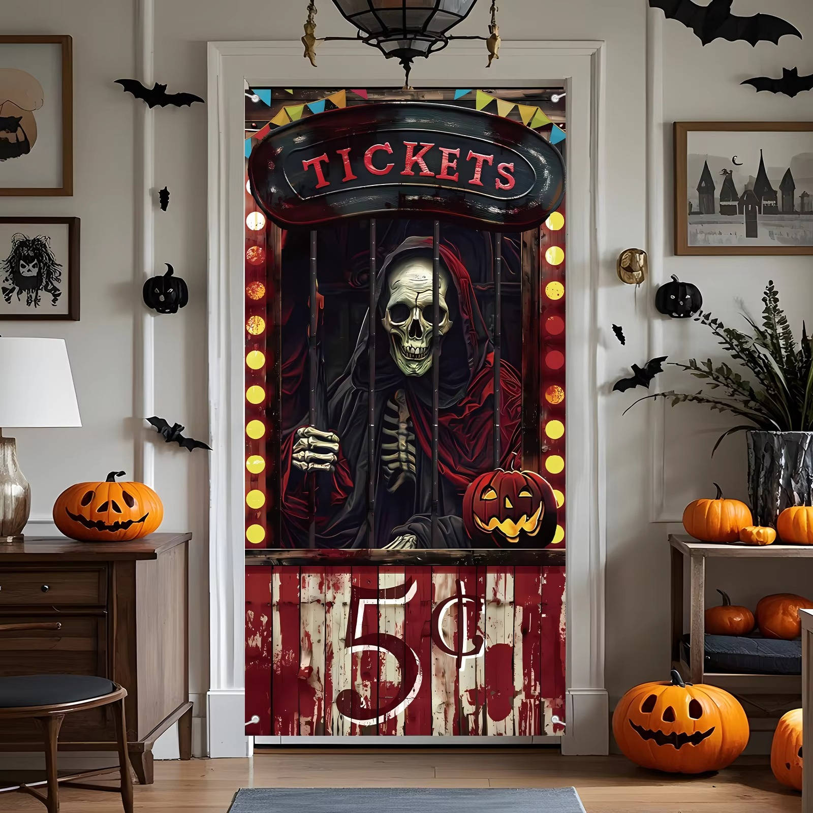 Terrifying Circus-Themed Halloween Door Banner