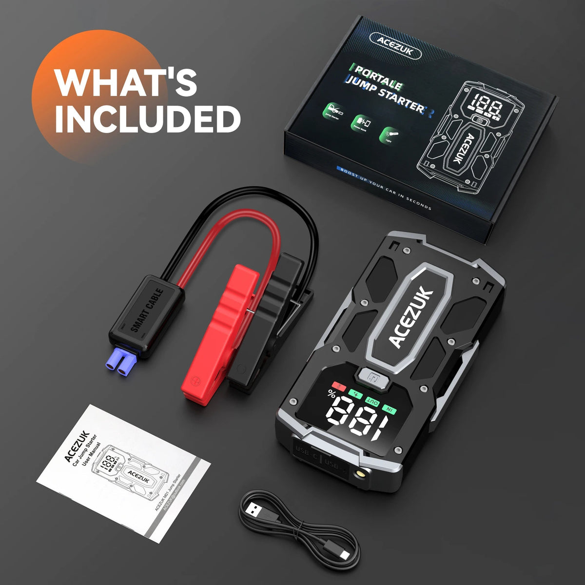High-Powered Car Starter & Emergency Power Bank - 3000A