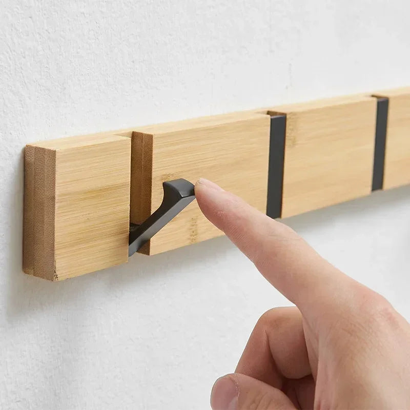 Sleek Bamboo Wall-Mounted Organizer with Discreet Hook