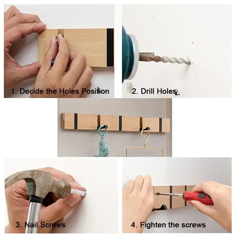Sleek Bamboo Wall-Mounted Organizer with Discreet Hook