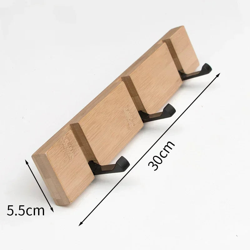 Sleek Bamboo Wall-Mounted Organizer with Discreet Hook
