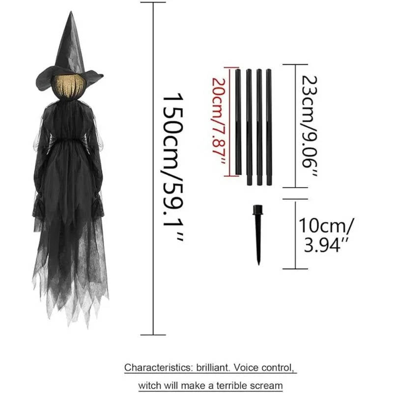 Set of 3 Spooky Interactive Witch Decorations for Halloween