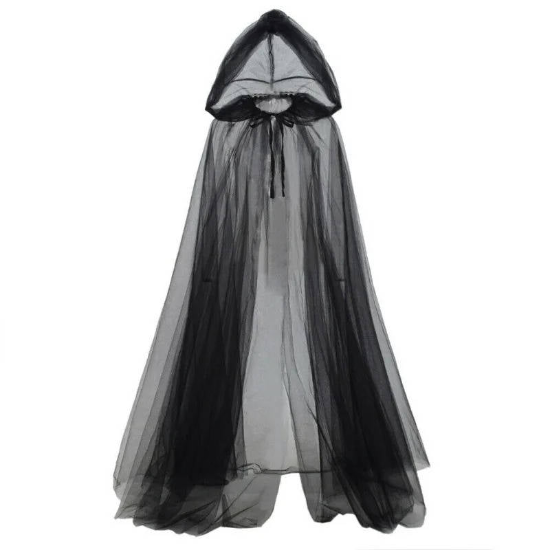 Enchanting Black Hooded Cape for Halloween Transformations