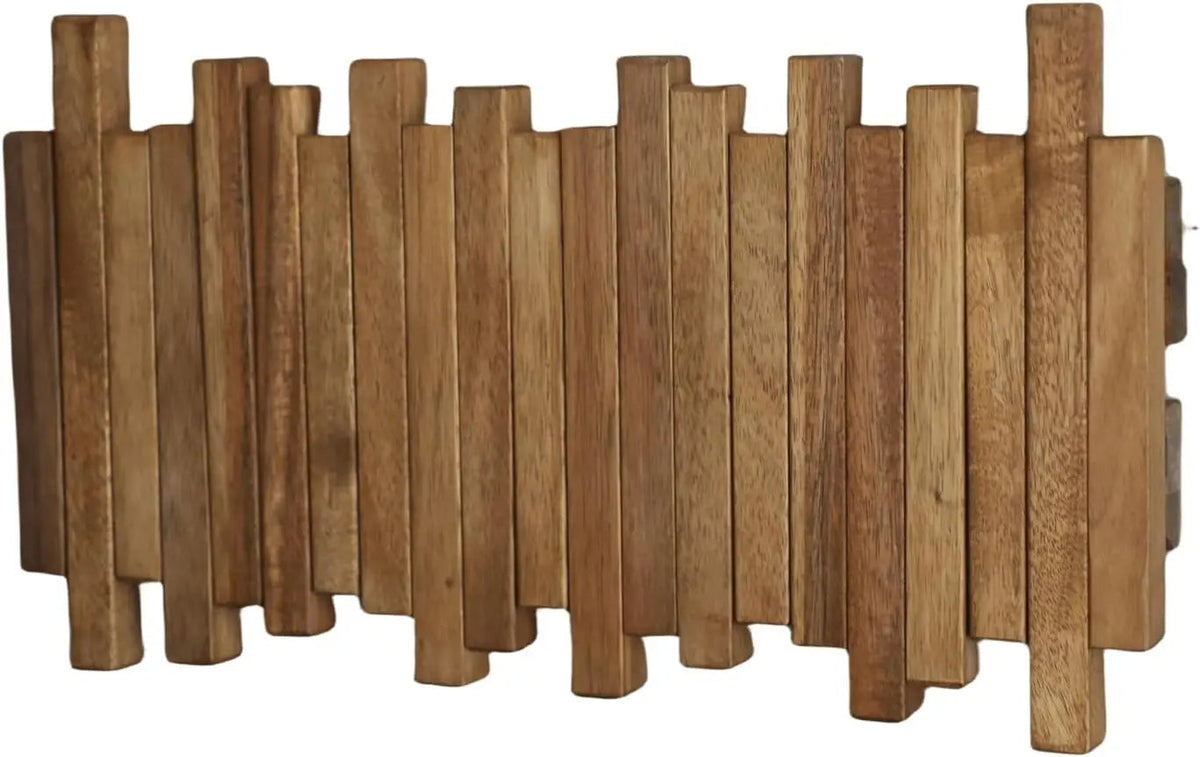 Elegant Wall-Mounted Wooden Coat Rack with Flip-Down Hooks