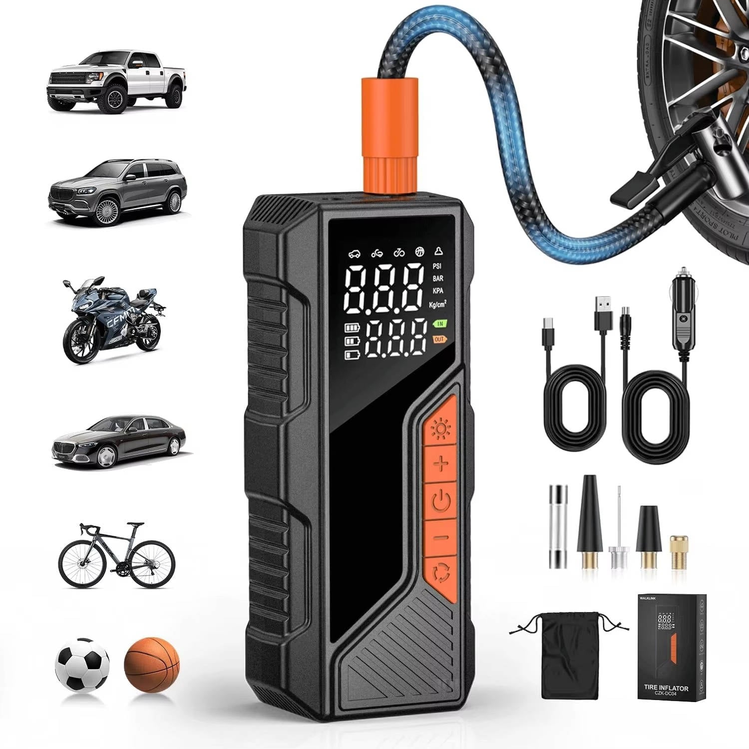 AutoPump Pro: Cordless 150 PSI Tire Inflator with LED Light