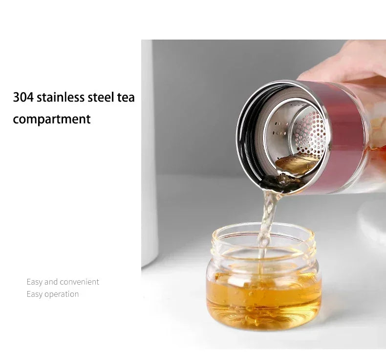 430ml Elegant Double-Wall Tea Infuser with Strainer