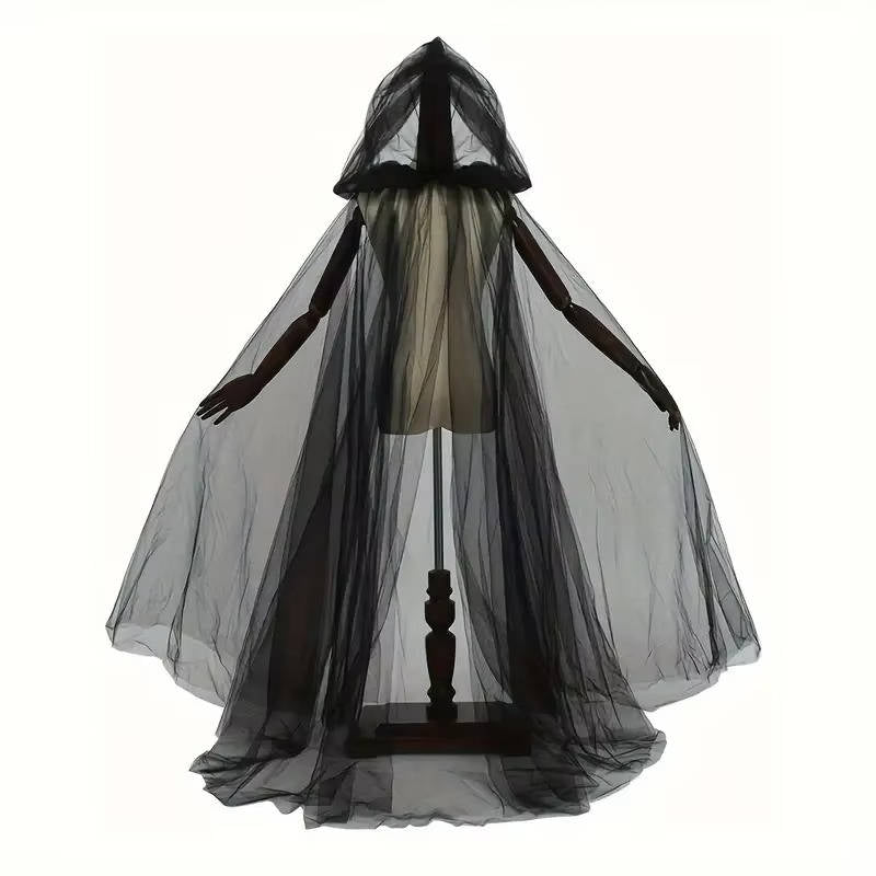 Enchanting Black Hooded Cape for Halloween Transformations