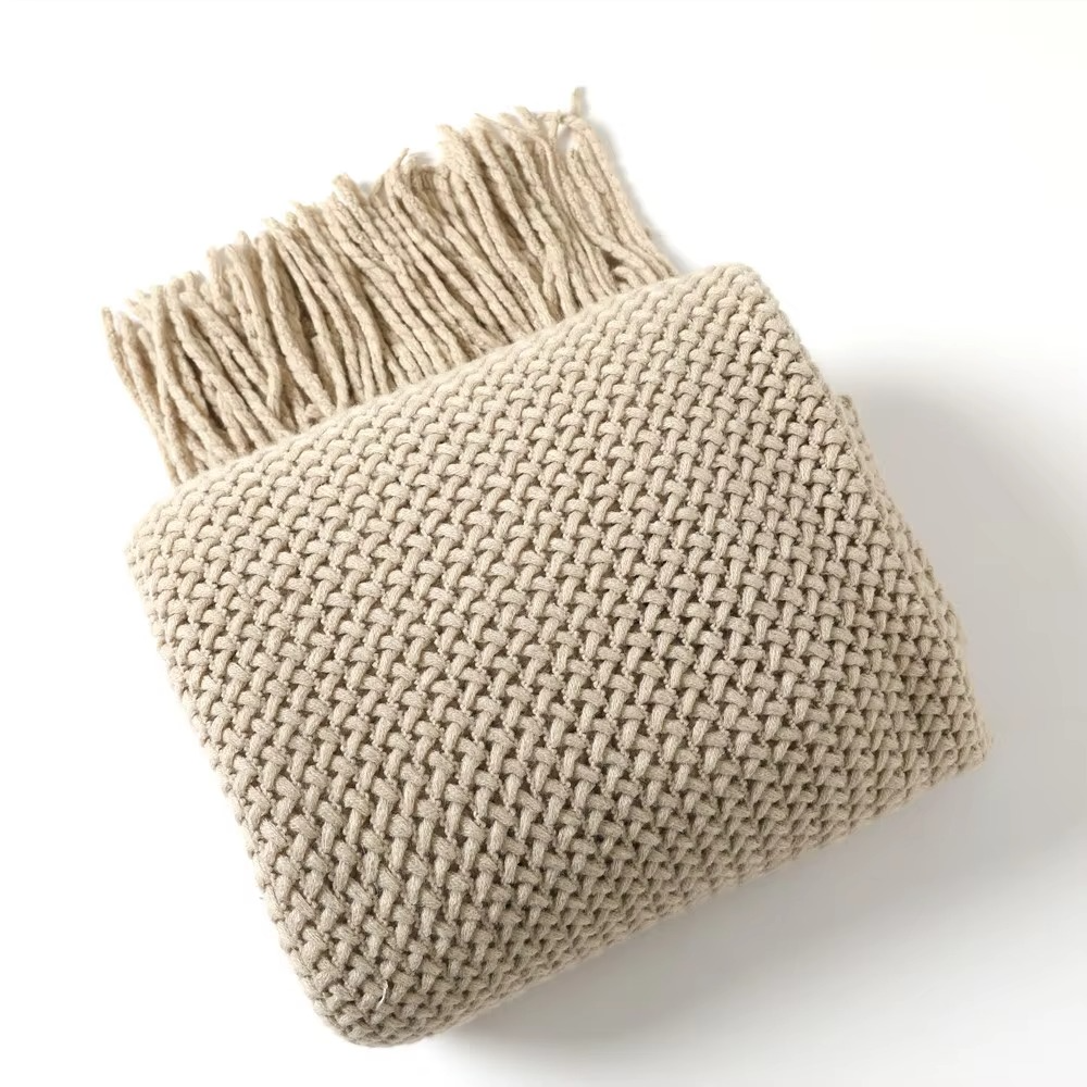 Cozy Knit Blanket for Sofa and Bed - Soft Acrylic Comfort