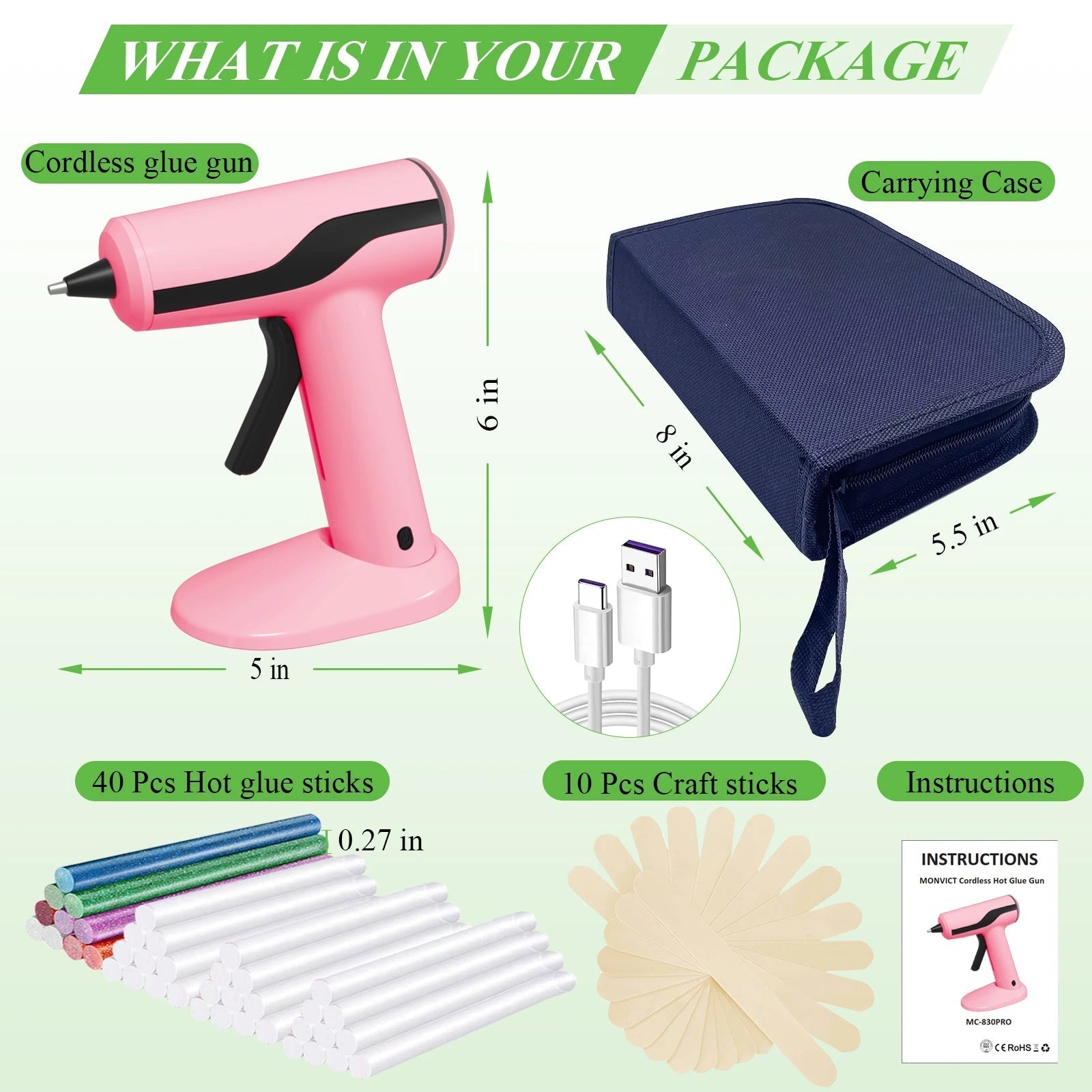 Wireless Crafting Glue Gun Kit with 40 Glue Sticks