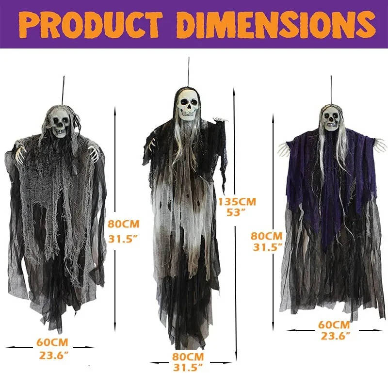 Chilling Halloween Hanging Reapers for Spooky Decor - Set of Three