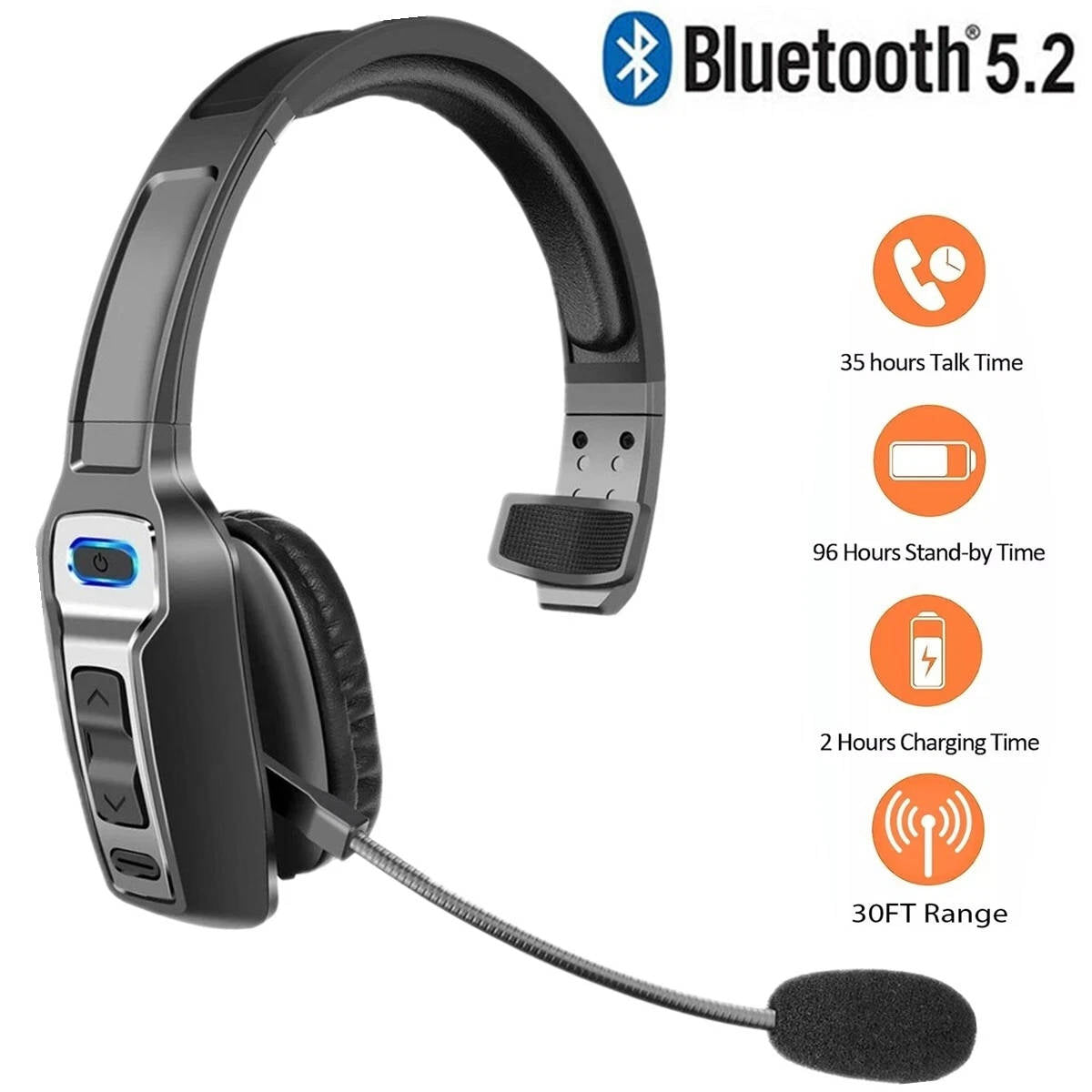 DriveTalk Wireless Headset with Noise Cancellation & 35H Battery