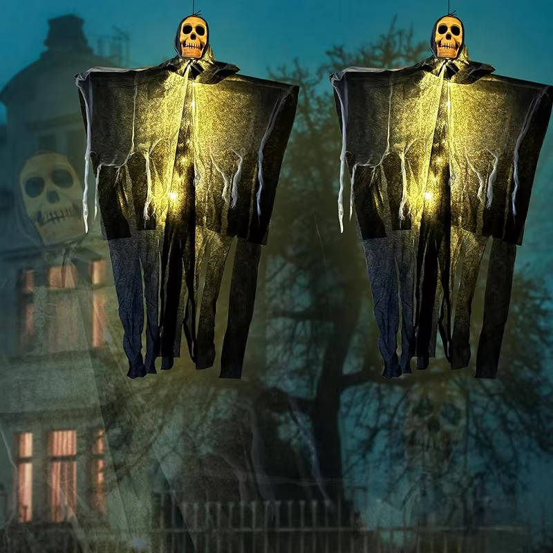 Eerie Glow Skull Halloween Outdoor Decor - Set of Two