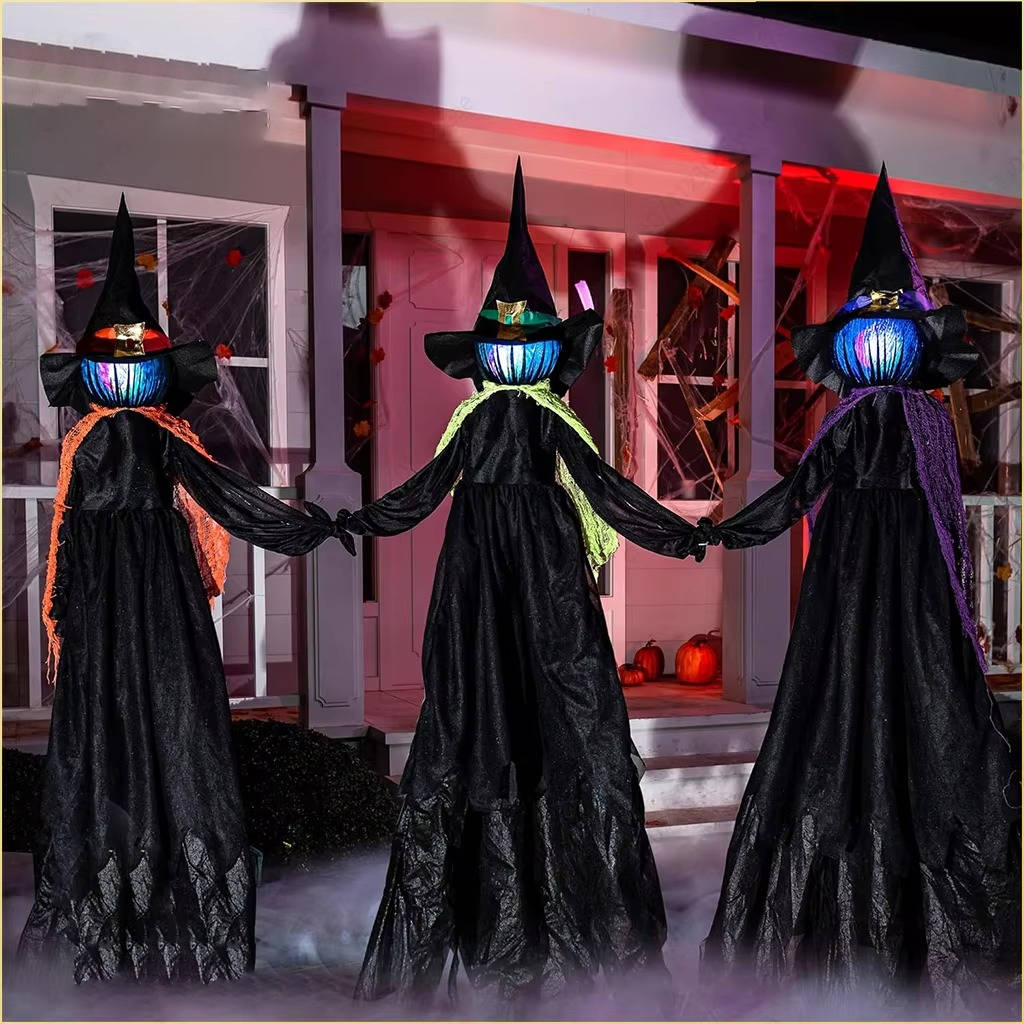 Set of 3 Spooky Interactive Witch Decorations for Halloween
