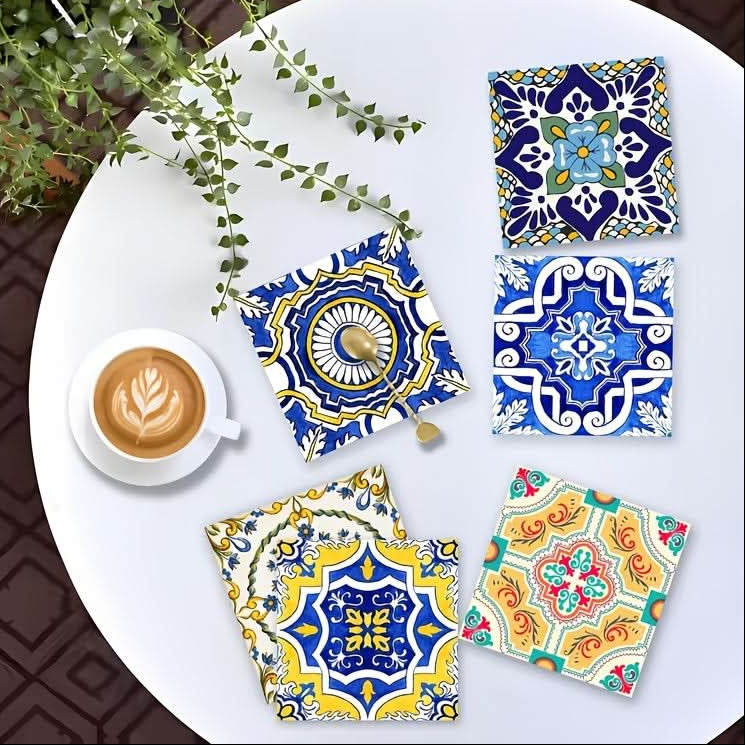 Artisan Wood Coaster Collection with Unique Patterns