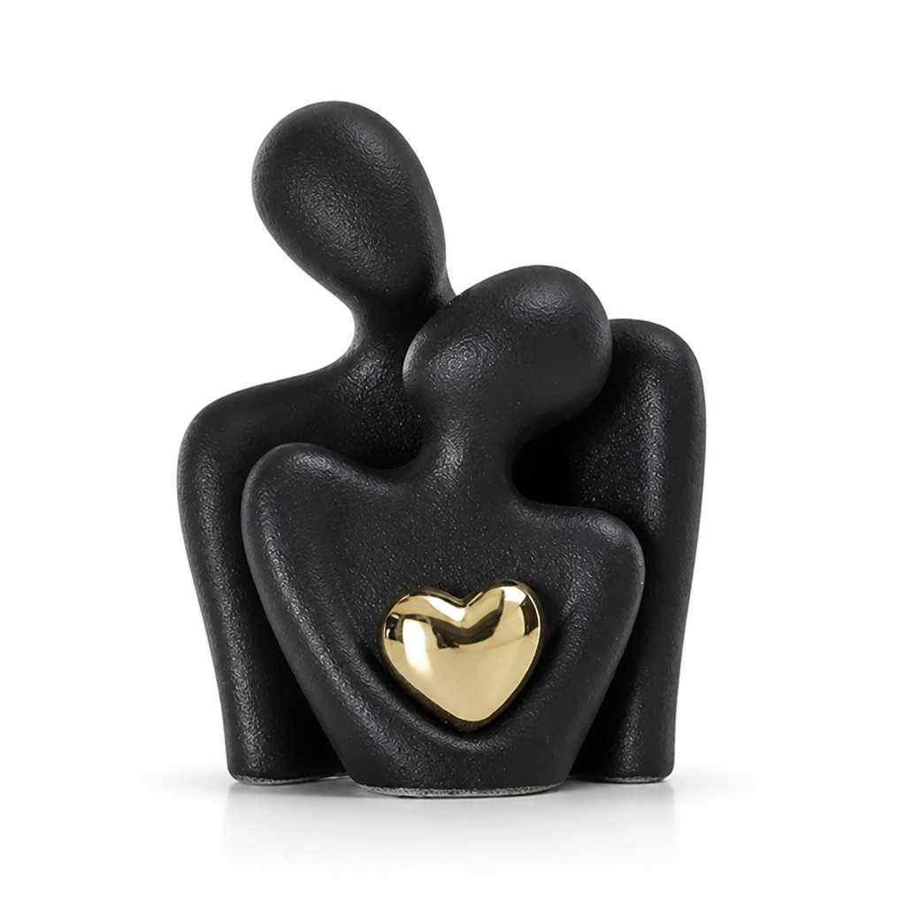 Minimalist Gold-Accented Resin Couple Figurine