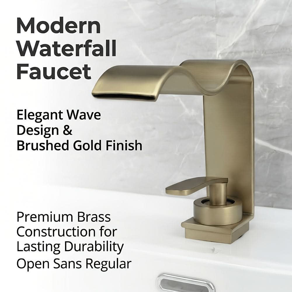 Elegant Waterfall Faucet in Brushed Brass Finish