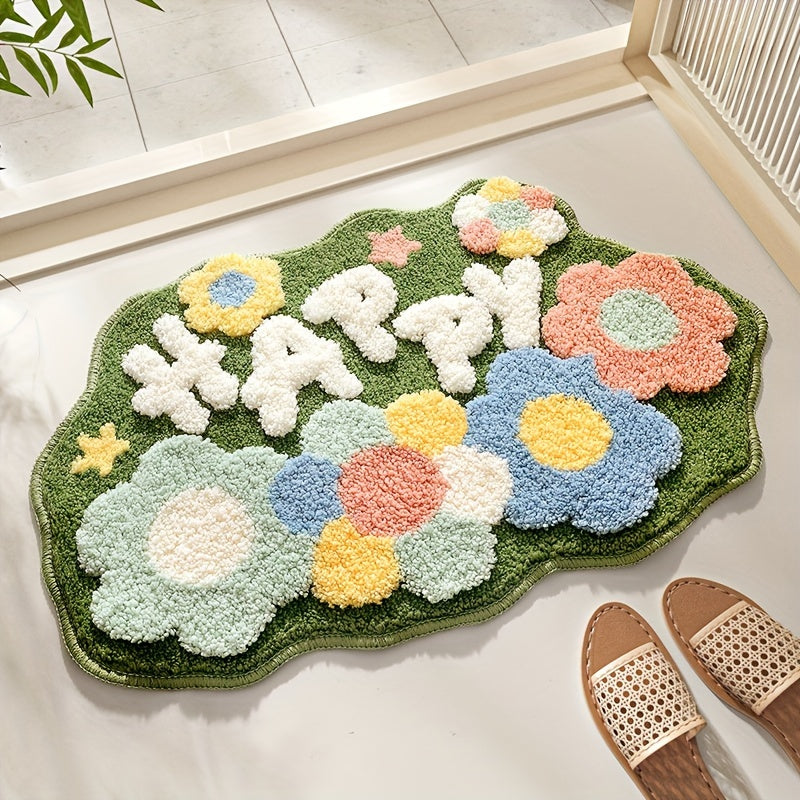 Floral Design Bath Mat – Soft, Absorbent, and Comfortable