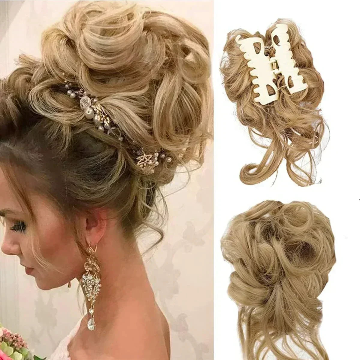 Effortless Volume Curly Bun Accessory – Clip-In Hairpiece for Instant Style