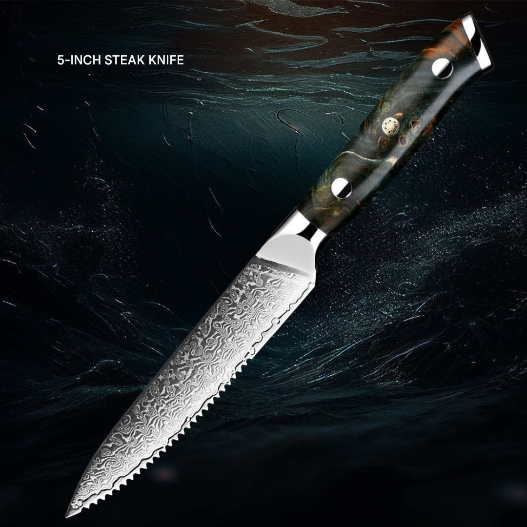 Damascus Steel Knife Set – Japanese Style